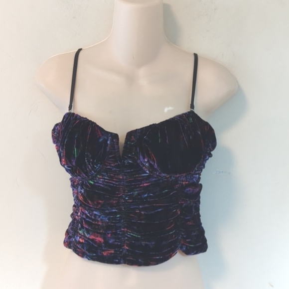 Ramy Brook Printed Capone Velvet Bustier Corset Crop Top 8 - Picture 7 of 15